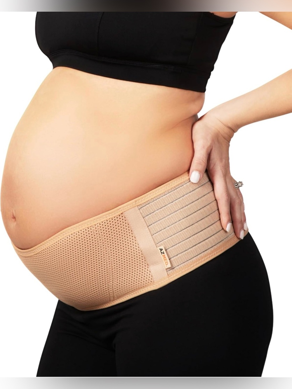 Maternity Belly Band/Binder for Pregnancy Comfort/Support - OS up to 46in, Beige